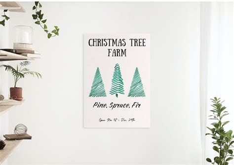 Printable Christmas Tree Farm Wall Art Christmas Decor Christmas Wall