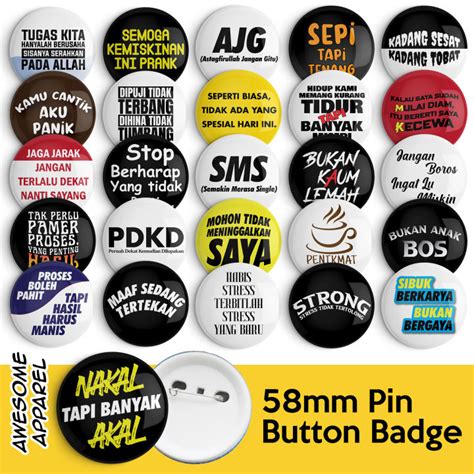 Kata Kata Hikmat Designs 58mm Button Badge With Pin Y026 Y060 Lazada