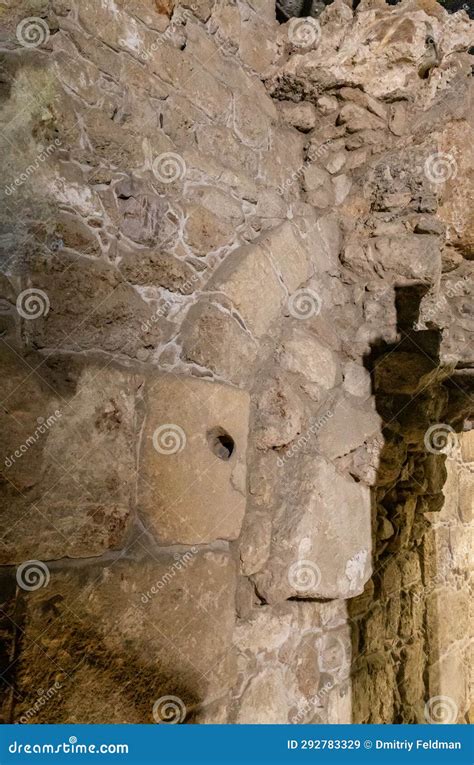 Ancient Masonry Of Walls And Tunnels From The Time Of The Crusaders At