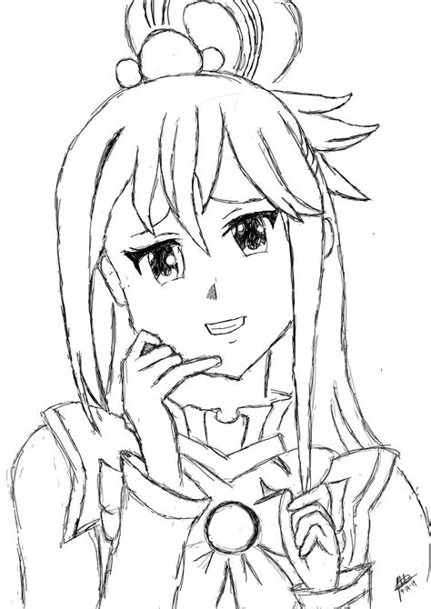 Aqua Konosuba Raw Sketch By Chrisvt1834 On Deviantart