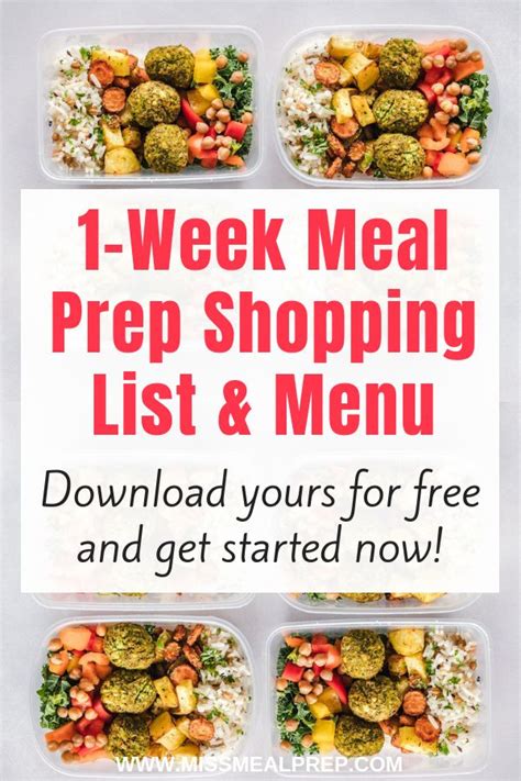 Download A 1 Week Meal Prep Shopping List And Menu Prep A Weeks Worth