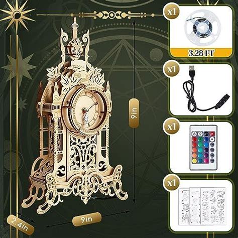 D Wooden Puzzle Luminous Led Tower Clock Models For Adults To Build