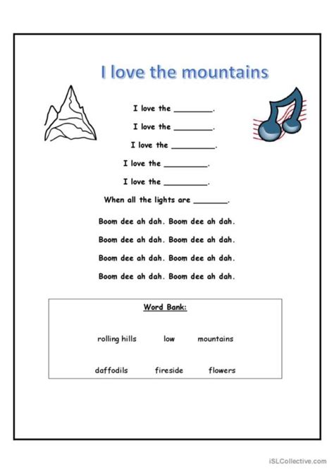 42 Mountains English Esl Worksheets Pdf And Doc