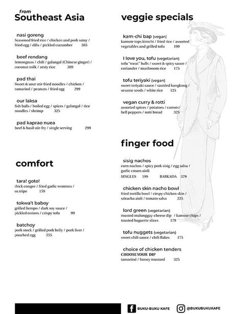 Menu at Buku-Buku Kafe cafe, Las Pinas, UGF SM Southmall