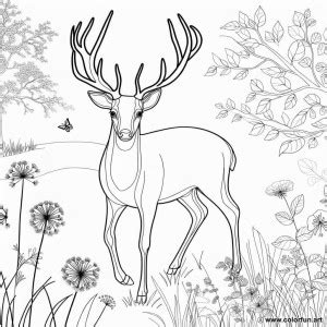 Coloriage d une biche animal majestueux à Télécharger ou à Imprimer