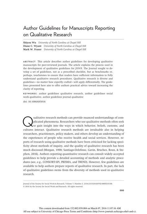 Pdf Author Guidelines For Qualitative Research Manuscripts Submitted