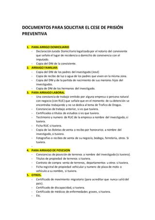 Requisitos Para Cese De Prision Preventiva Docx