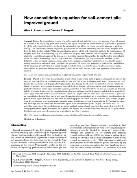 (PDF) New consolidation equation for soil cement pile improved ground