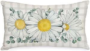 Amazon Aacors Spring Pillow Cover X Inch Buffalo Plaid Daisy