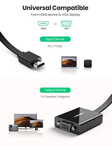 Ugreen Active Hdmi To Vga Adapter With 3 5mm Audio Jack Hdmi Male To