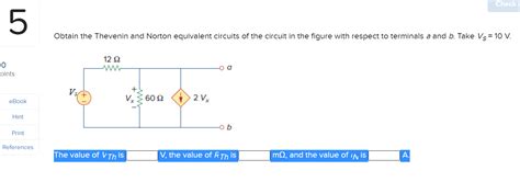 Solved Check 5 Obtain The Thevenin And Norton Equivalent Chegg