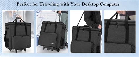 Curmio Rolling Desktop Computer Carrying Case With Wheels Double