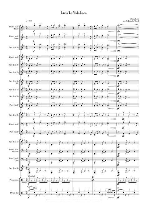 Livin La Vida Loca Arr Tom Rundle Wood By Ricky Martin Sheet Music