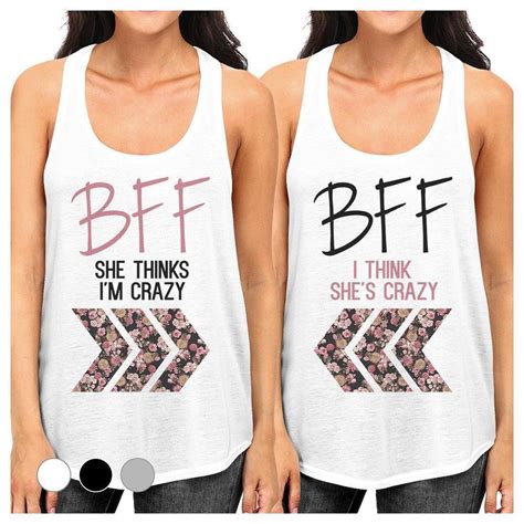 BFF Floral Crazy Best Friend Gift Shirts Womens Funny BFF Shirts Tops