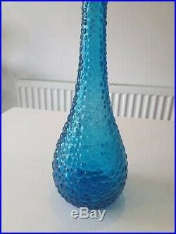 Vintage Large Light Blue Genie Bottle S Italian Empoli Decanter