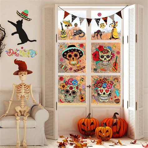 Hojas De Calcoman As Para Ventana Del D A De Los Muertos Mexicanos