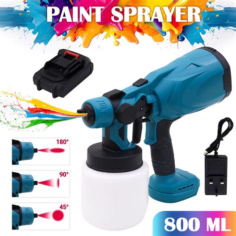 Ml Cordless Electric Paint Sprayer Gun W High Power Hvlp Spraying