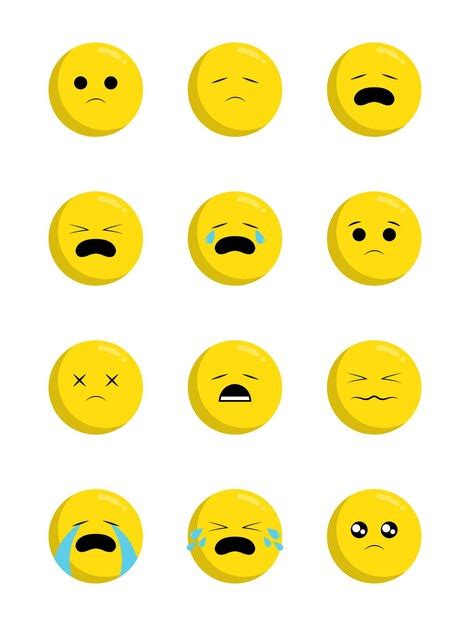 Conjunto De Emoticons De Rosto Triste Vetor Premium