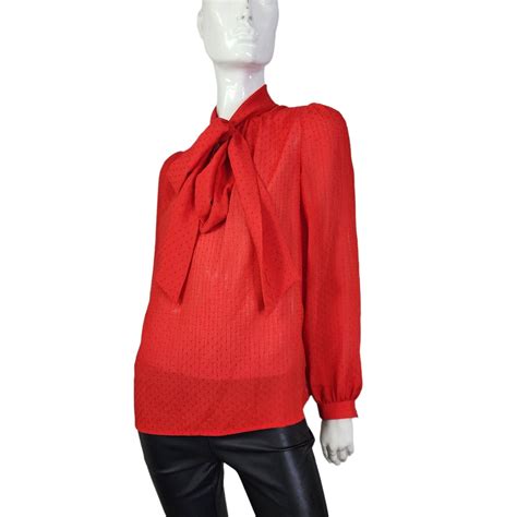 Vintage Sheer Red Pussy Bow Blouse Medium Etsy