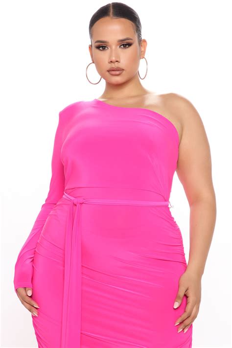 Of High Importance Ruched Midi Dress Hot Pink Fashion Nova