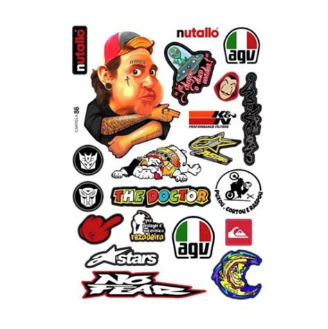 Cartela De Adesivos Personalizados Carro Moto Cartela Elo