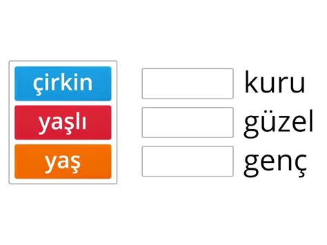 ZIT ANLAMLI SÖZCÜKLER Match up