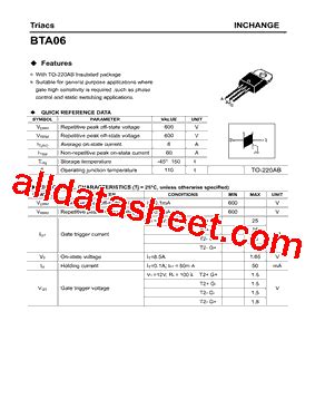 Bta Datasheet Pdf Inchange Semiconductor Company Limited