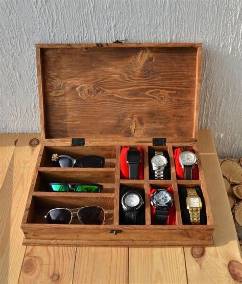 Rustic Mens Watch Box For 6 Watches Rustic Sunglasses Box Watch Case