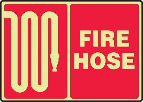 Fire Hose Symbol Glow Safety Sign Mlfx583