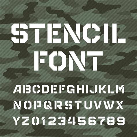 Army Stencil Alphabet Font Grunge Bold Letters Numbers Military Camo