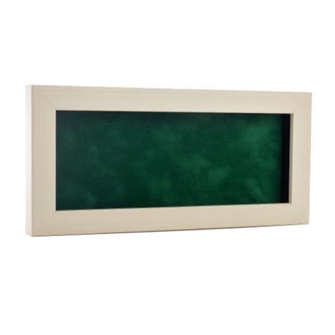 Natural Whitewash Wood Shadow Box Frame With Acrylic Front Forest Green Suede Backing 30