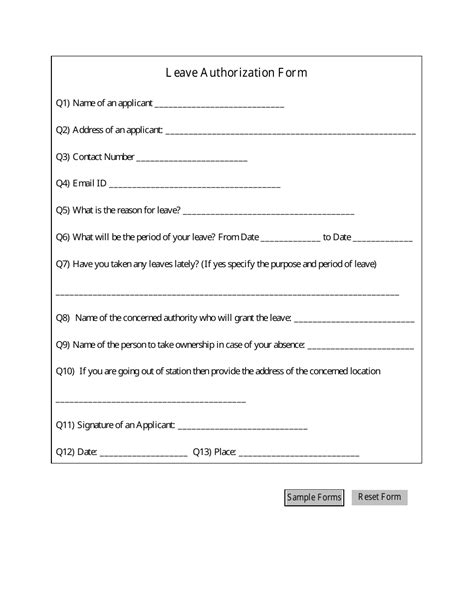 Pdf Fillable Leave Form Printable Forms Free Online