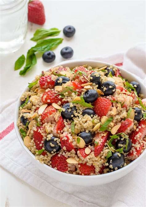 Red White And Blue Quinoa Fruit Salad High Protein Wellplated