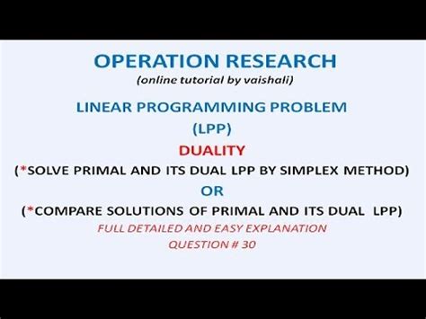 Duality Solve Primal And Its Dual Lpp By Simplex Method Gate Maths