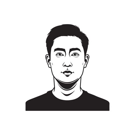 An Asian Man Face Clipart Vector Silhouette Isolated On A White