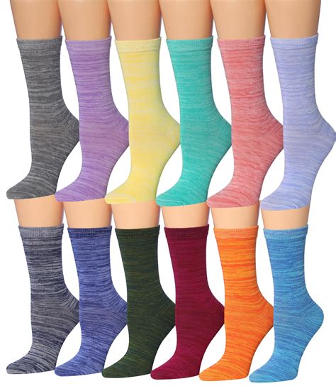 Colorfut Womens 12 Pairs Colorful Patterned Crew Socks Wc92 Ab