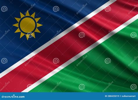 Namibia Flag with Fabric Texture, Official Colors, 3D Illustration Stock Illustration ...