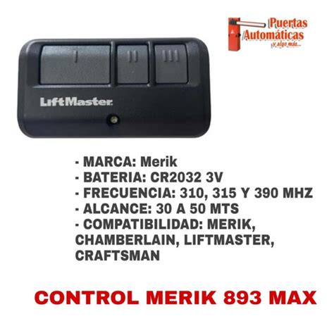 Control Original Liftmaster Multi Frecuencia Craftman Merik Envío gratis