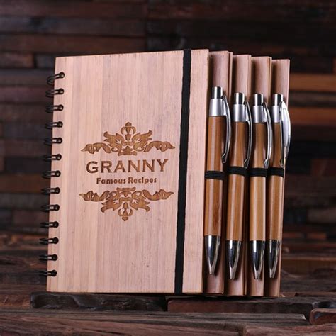 Engraved Customized Bamboo Spiral Notebook Guest Book And Pen Etsy