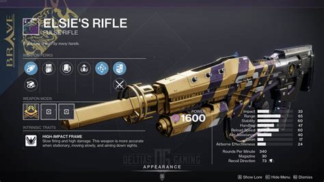 Destiny 2 Elsie S Rifle God Roll And How To Get Deltia S Gaming