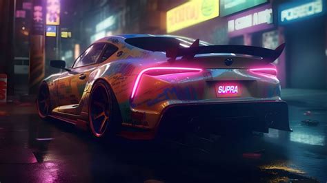 Toyota Supra Wallpaper 4K, Neon, Cyberpunk, City night