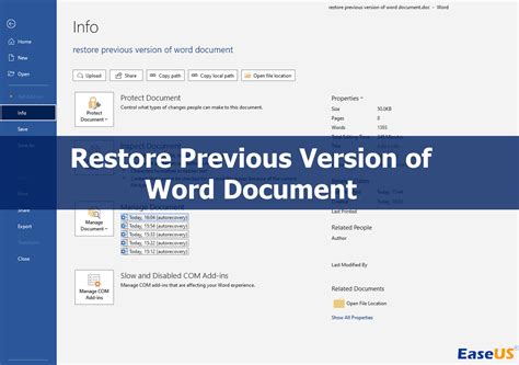 Restaurar La Versi N Anterior De Un Documento De Word Formas Probadas