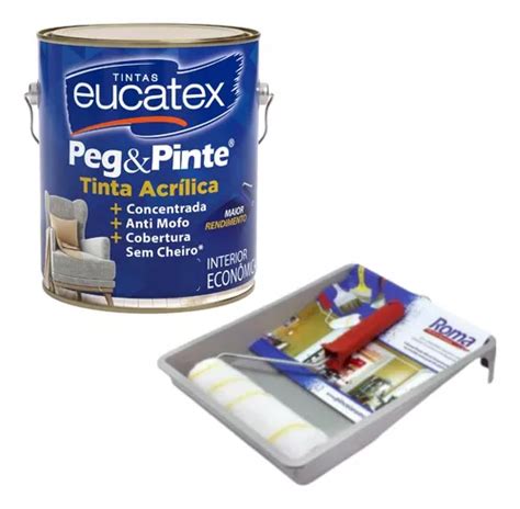 Tinta Eucatex Acrilic Peg E Pinte 3 6l Kit De Pintura Roma