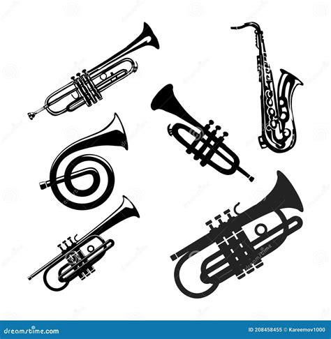 Types Of Saxophone Line Drawing Vector Set Soprano Alto Tenor