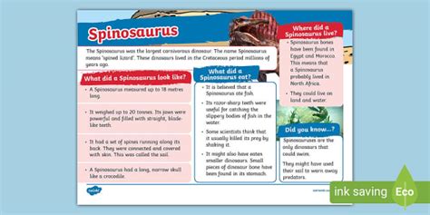 Spinosaurus Fact File Professor Feito Twinkl