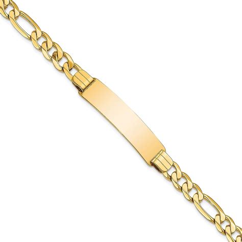 Avariah Solid 10k Yellow Gold Figaro Link ID Bracelet 8 13 7gm