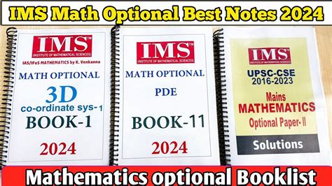 IMS Math Optional Notes 2024 Mathematics Optional Booklist YouTube