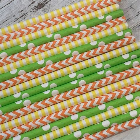 Orange Paper Straws Etsy