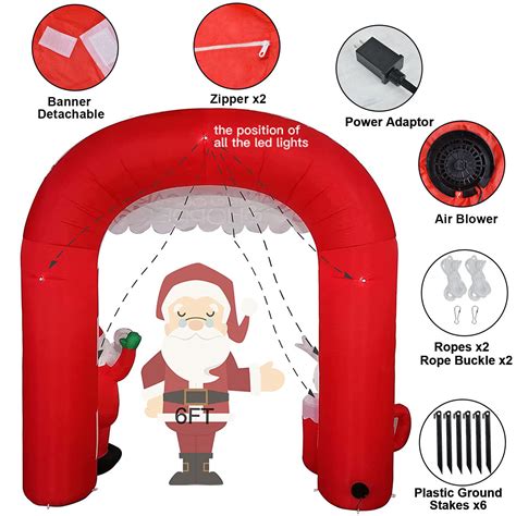 Coolmade 8 Ft Lighted Christmas Inflatable Archway Inflatable Santa