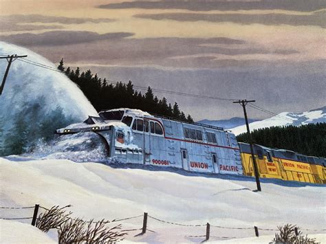 Vintage Union Pacific Railroad Poster Print Rotary Snowplow By